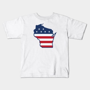 Stars and Stripes Wisconsin Kids T-Shirt